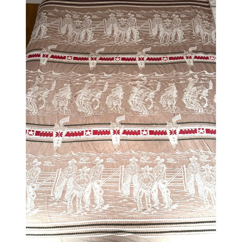 Vtg‎ Bates Western Twin Bedspread Blanket Mid-Century Americana Textile 50's